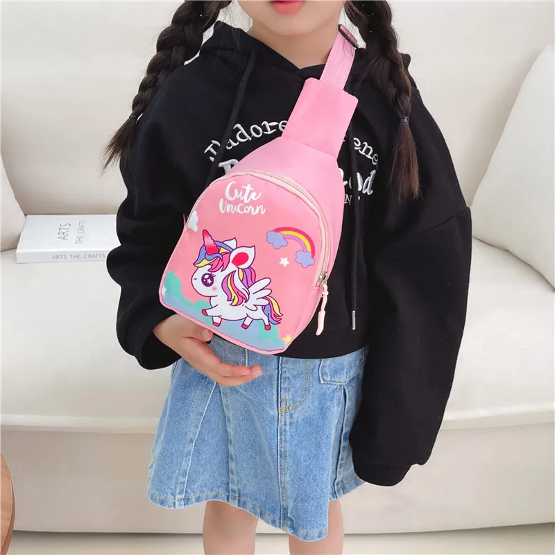 Sanrio Kids Shoulder Bag Boy and Girl Fashion Cartoon Cinnamoroll Kuromi Large Capacity Canvas Chest Bag Travel Portable Storage