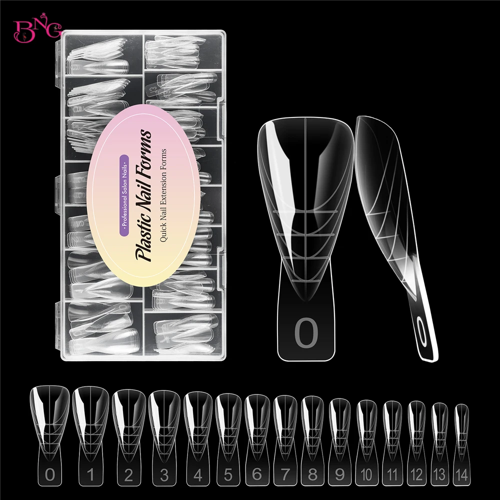 

BNG 150 шт. поли-гелевые двойные формы для наращивания ногтей, короткие типсы-стилеты, накладные ногти для гель-маникюра, дизайна ногтей, салонов красоты