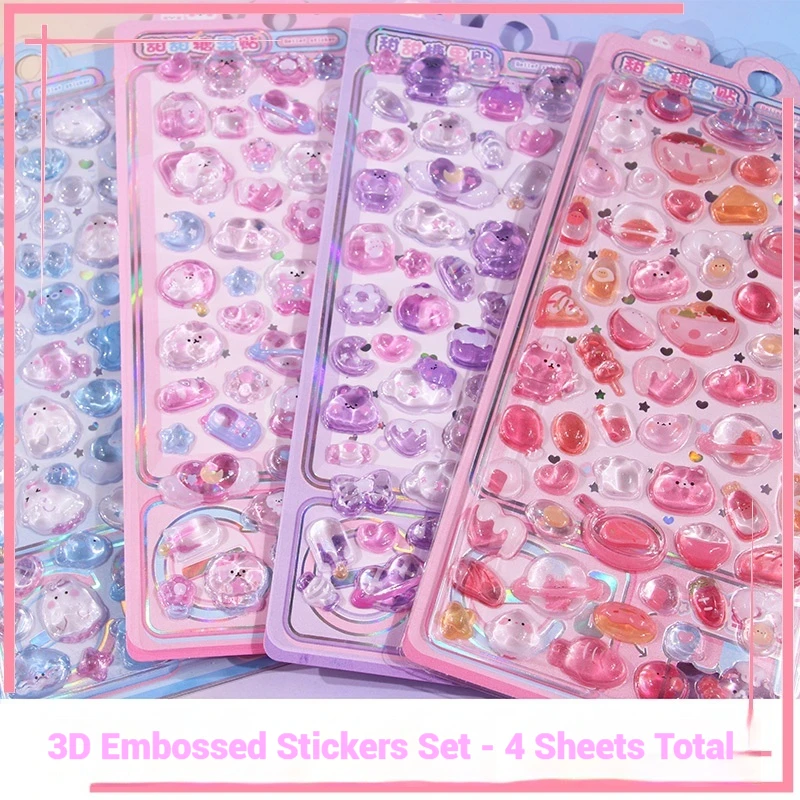 

Милые мультяшные 3D наклейки, 4 шт., кавайные декоративные наклейки из смолы, сделай сам, скрапбуки, тетради, украшения дома, праздничные подарки, многоразовые
