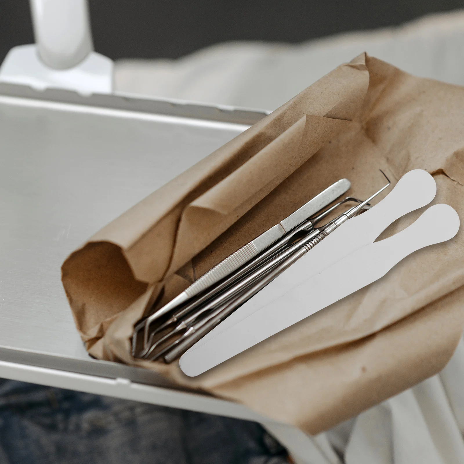 

10Pcs Tongue Depressors Stainless Steel Durable Professional Tools Reusable Smooth Rounded Edges Mixing Plates