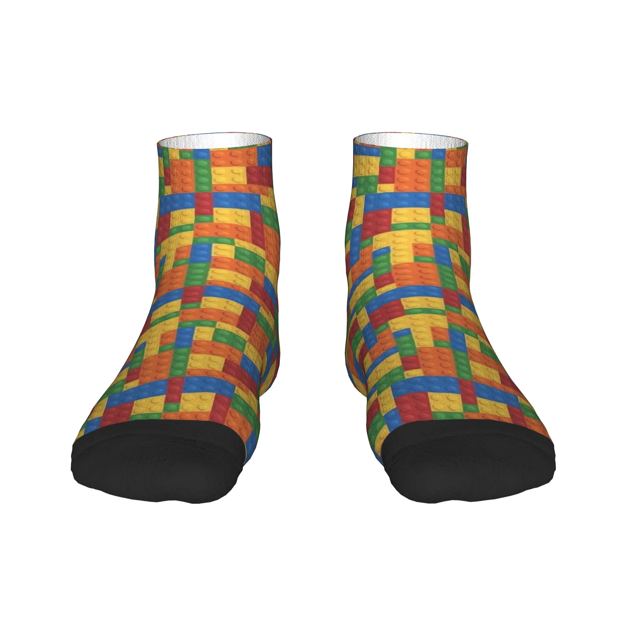 Building Blocks Retro Brick Print Ankle Socks Graphic Vintage Casual Socks Summer Non Slip Running Sports Comfort Soft Sock