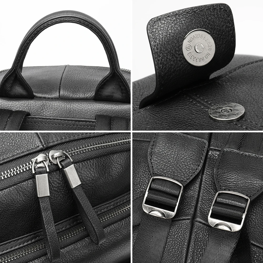 MVA Men Leather Backpack For Men Casual Women Female Backpacks For Student School Backpack Laptop 13.3\