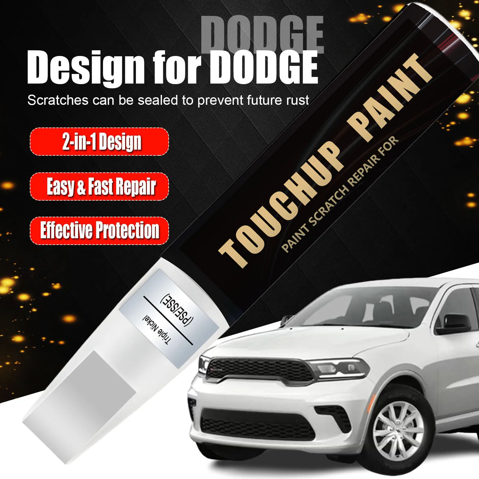 Car Touch Up Paint(Triple Nickel(PSE/SSE)) for Dodge Car Paint Scratch Repair Kit, Quick & Easy Solution to Repair