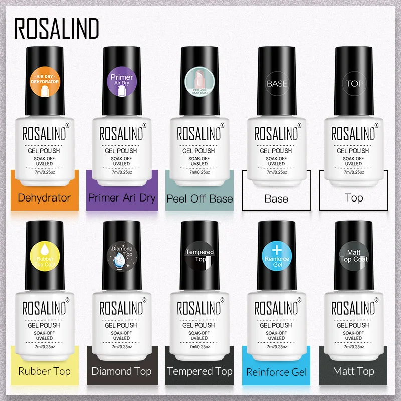 ROSALIND Base Top Primer Gel opaco smalto semipermanente durevole rinforzo muratura guarnizione pelabile lacca duratura