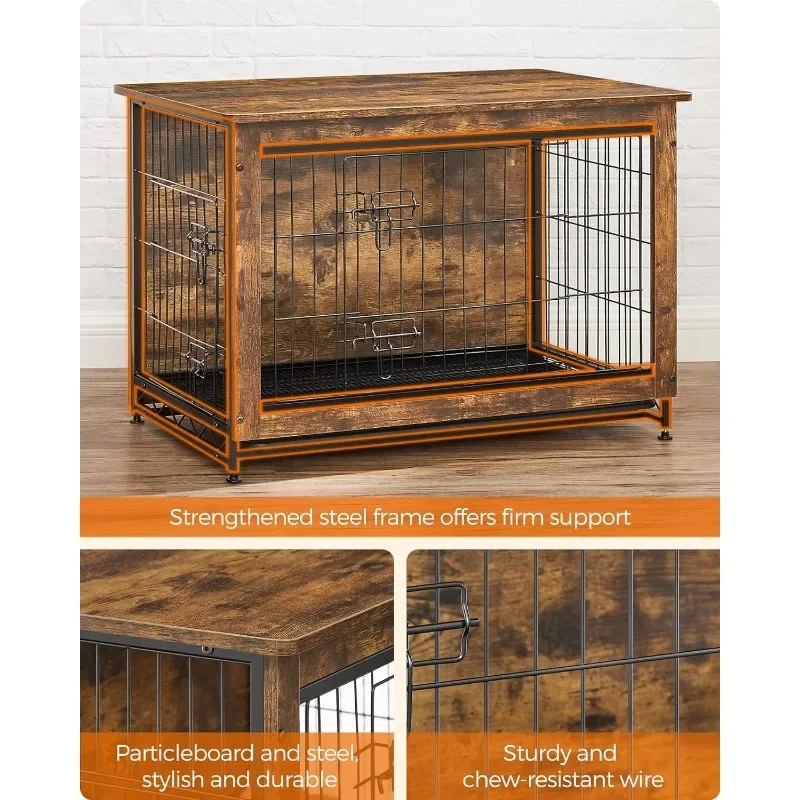 Feandrea-muebles de jaula para perros, mesa lateral, perrera moderna para interiores de hasta 70 lb, jaula resistente para perros