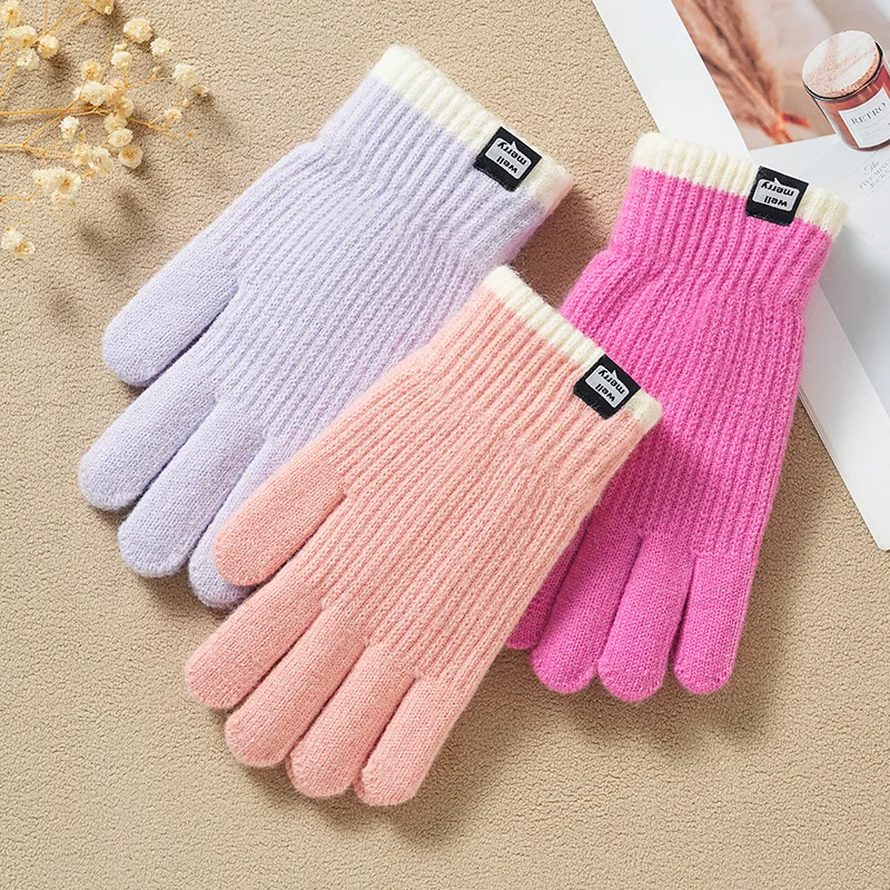 New Fashion Commuter Winter Wool Knitted Gloves Women Outdoor Cold Proof Fleece Fingerless Touch Screen Warm Protective gloves
