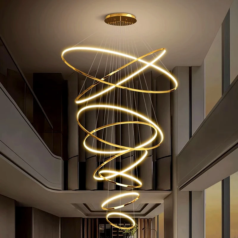 moderno led ring luzes de teto lustres de sala de estar decoracao interior luzes pingente lampadas de escada 01