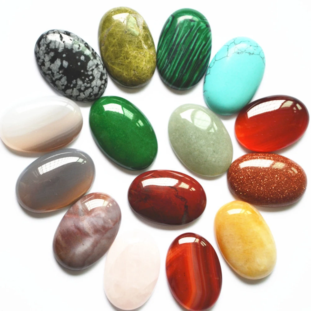 

10pc Stone Gemstones Quartz Crystal Agate Oval Shaped Agates For Jewelry Making Polished Flat Back Jewelry DIY Perfect Size