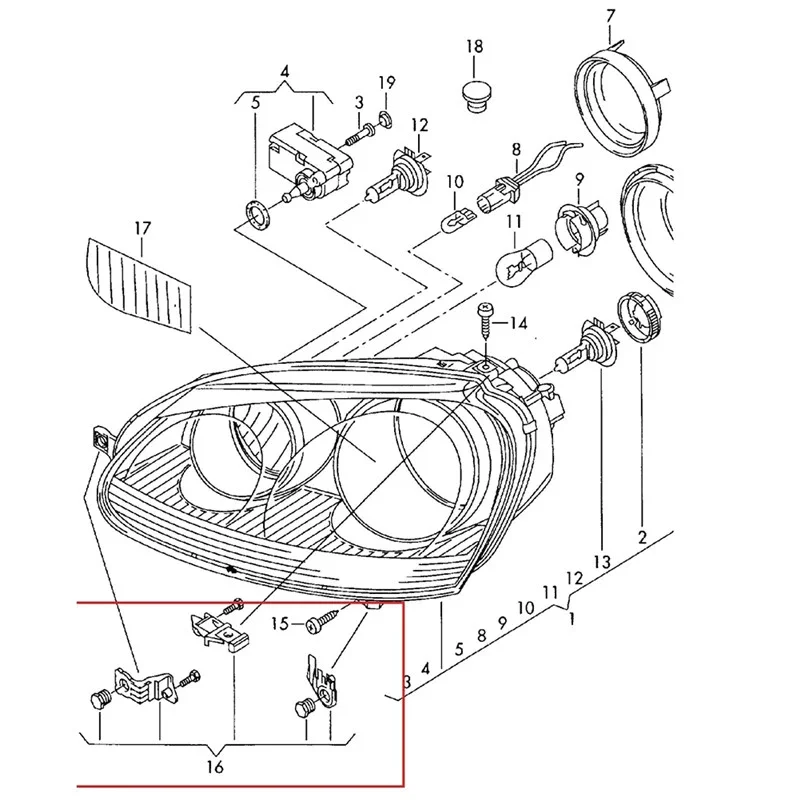 Car Headlight Bracket Mount Holder Clips Screws Repair Kit Durable Left + Right 6R0998226 6R0998225 For VW Polo 2009-2017