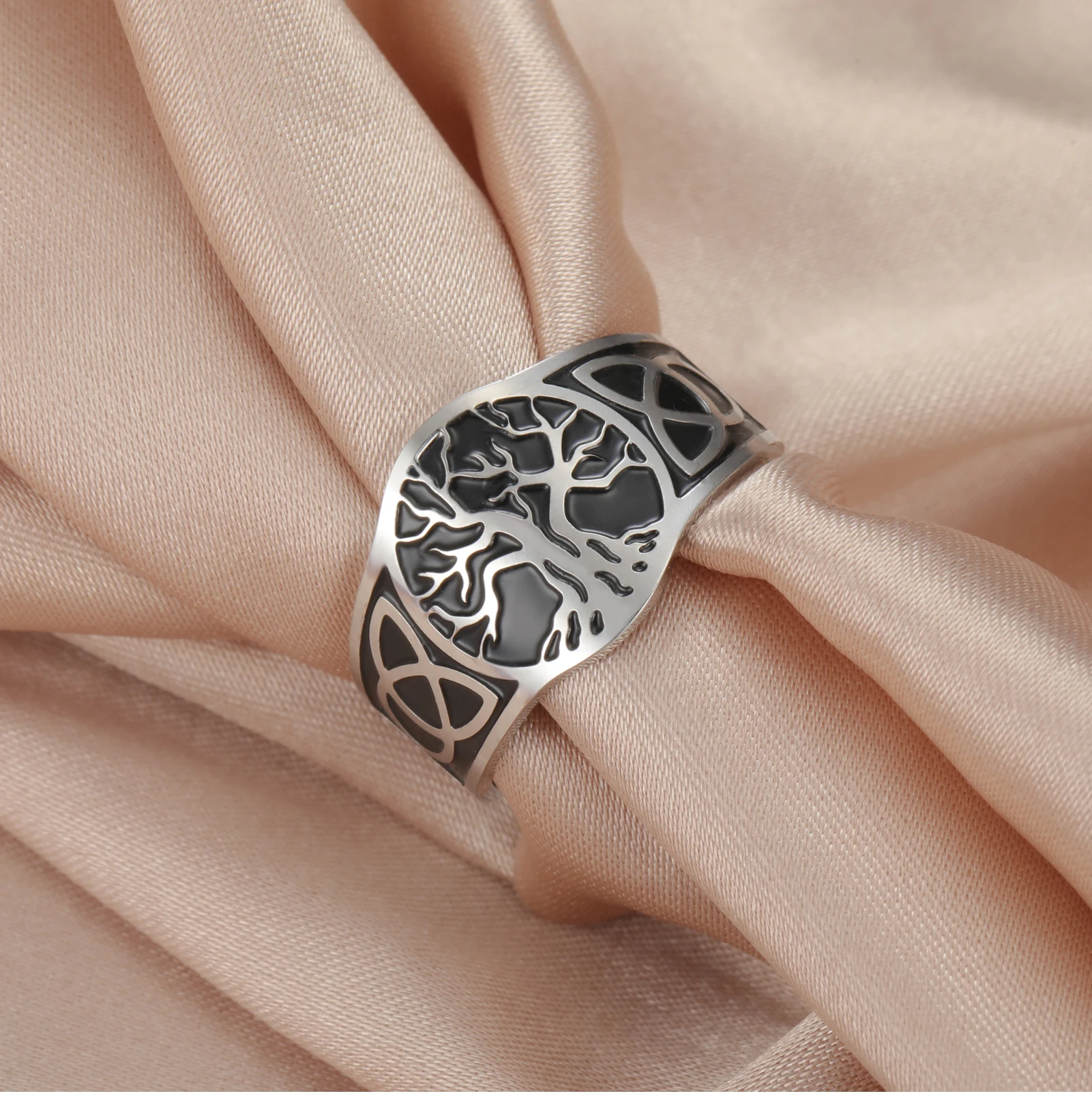 Cooltime Goldfarbener Keltischer Knoten Lebensbaum Offener Ring für Männer und Frauen Retro Edelstahl Nordischer Stil Amulett Schmuck 2026 Geschenk – Detail 11