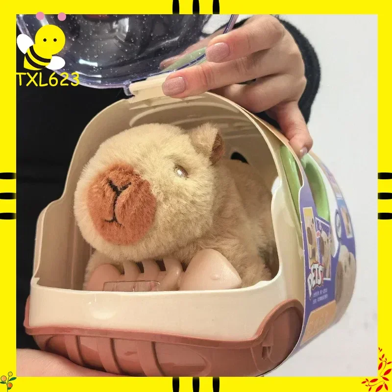 Electric Capybara Walking Doll Toy for Children with Sound Plush Animal Figure Set Random Color Electronic Vocal Doll