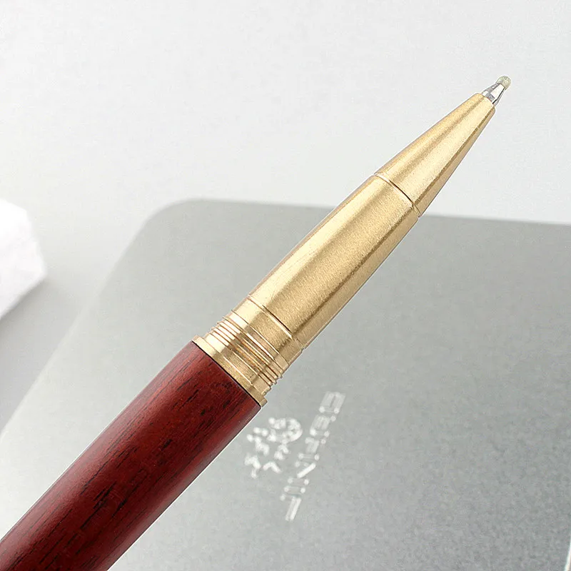 wooden Ballpoint Pen Roller Pen natural handmade bronze high-grade mahogany pen 0.5mm writing ink pen gift