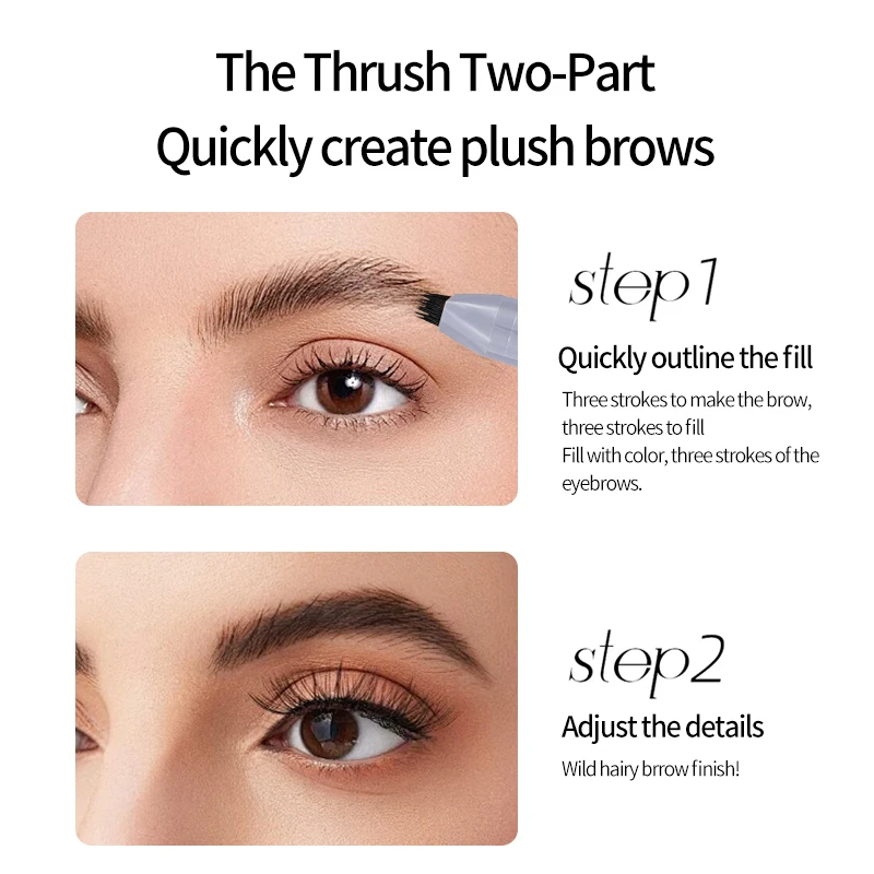 QXQY 멀티 포크 플러시 워터 아이브로우 펜 부드러운 흐름, 빠른 건조, 쉽게 뭉치지 않는 메이크업 아이브로우 펜