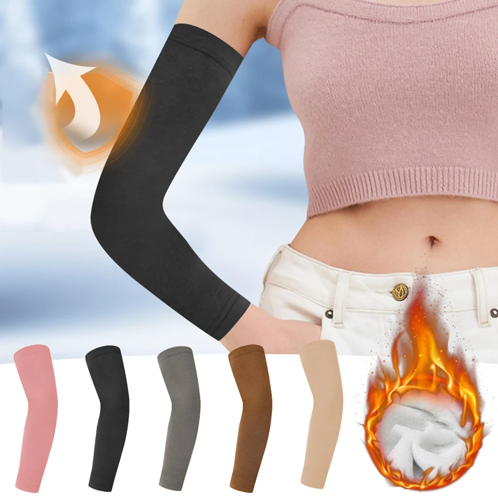 Manillar caliente mangas de brazo para correr hombres mujeres primavera Otoño Invierno correr ciclismo manga deportes al aire libre guantes largos sin dedos caliente