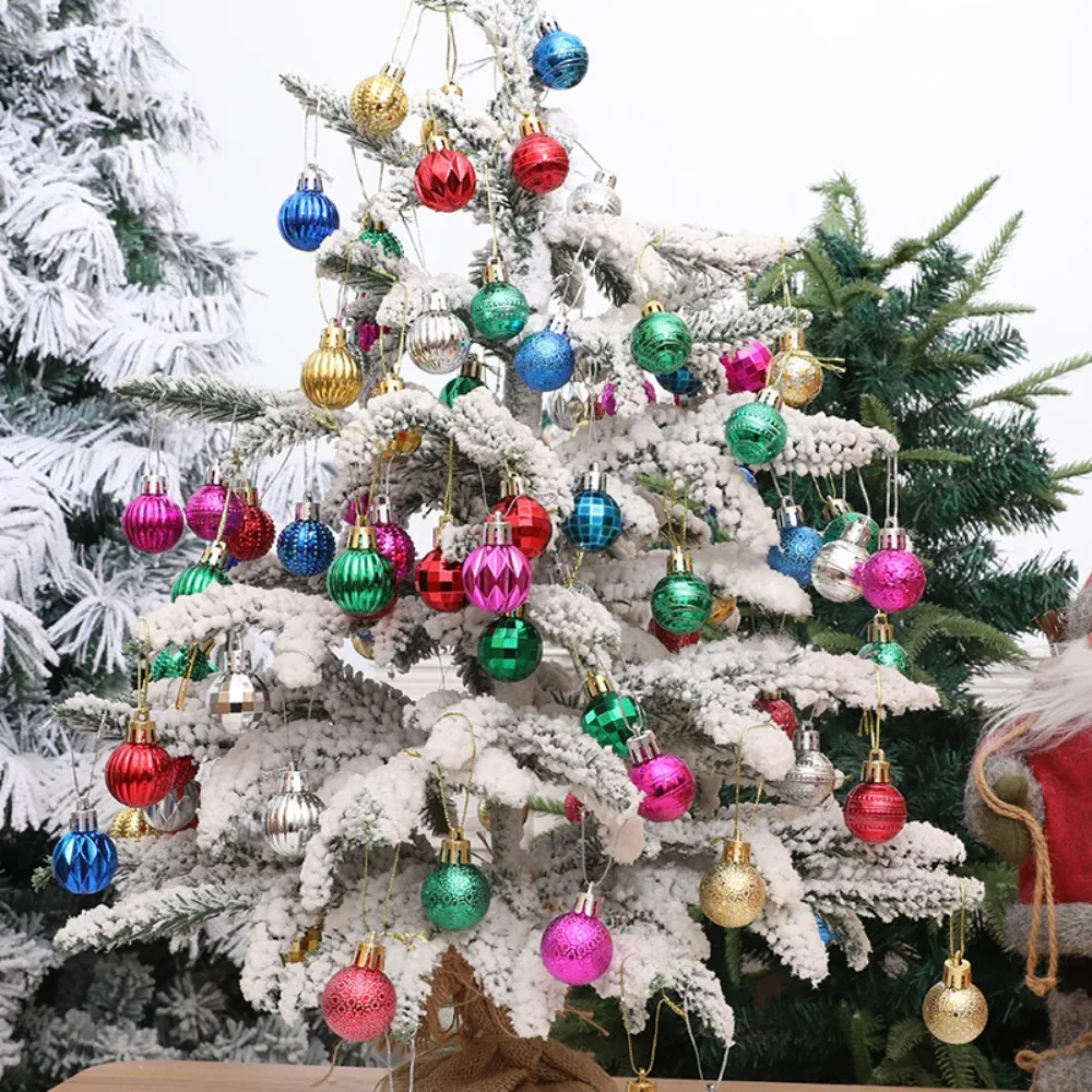 12pcs/Box Color Electroplated Ball Christmas Tree Ornament Plastic DIY Crafts Painted Christmas Gifts Boxes Pendant Pendant