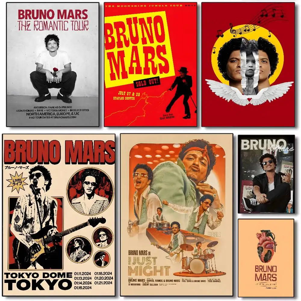 Póster artístico de Singer Silk Sonic Bruno Mars, lienzo HD, papel de impresión estético avanzado, arte de pared para decoración del hogar y sala de estar