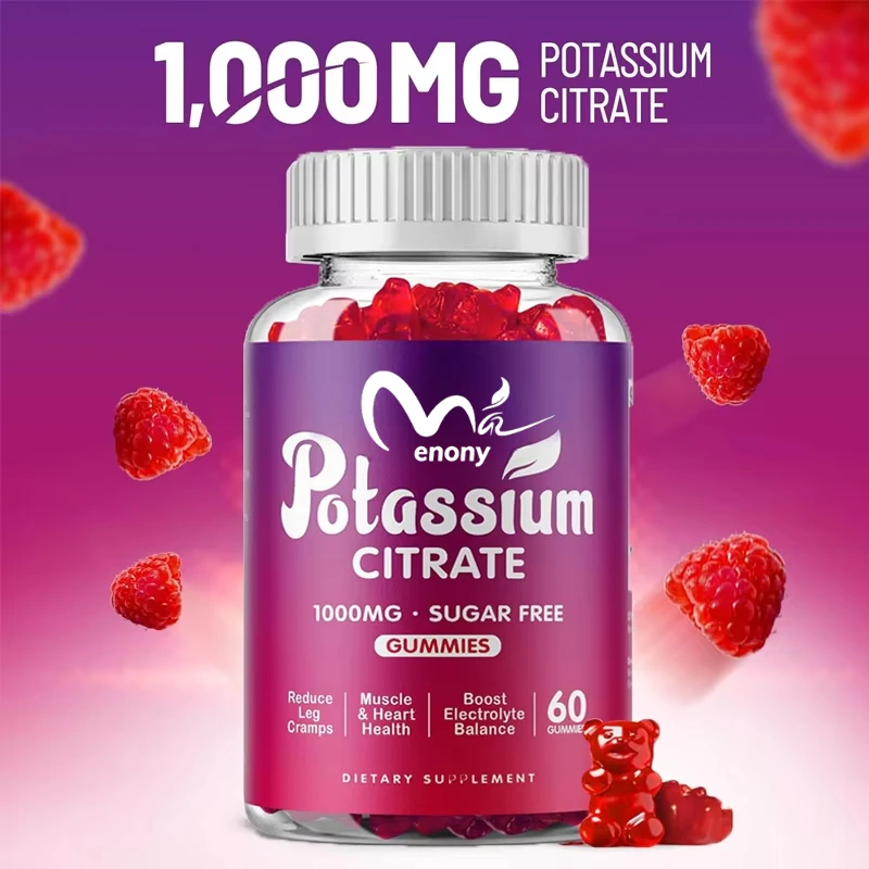 

Potassium citrate 1000mg gummies, potassium supplement for adults and men, supporting leg spasms and muscle health, 60 pills