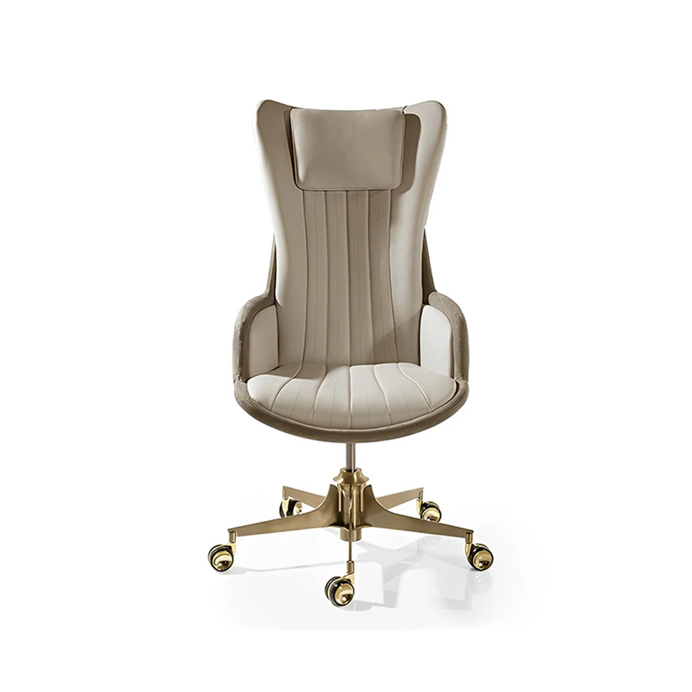 

Элегантное вращающееся офисное кресло из нержавеющей стали, роскошная офисная мебель с функцией поворота и стилем подъемного кресла.