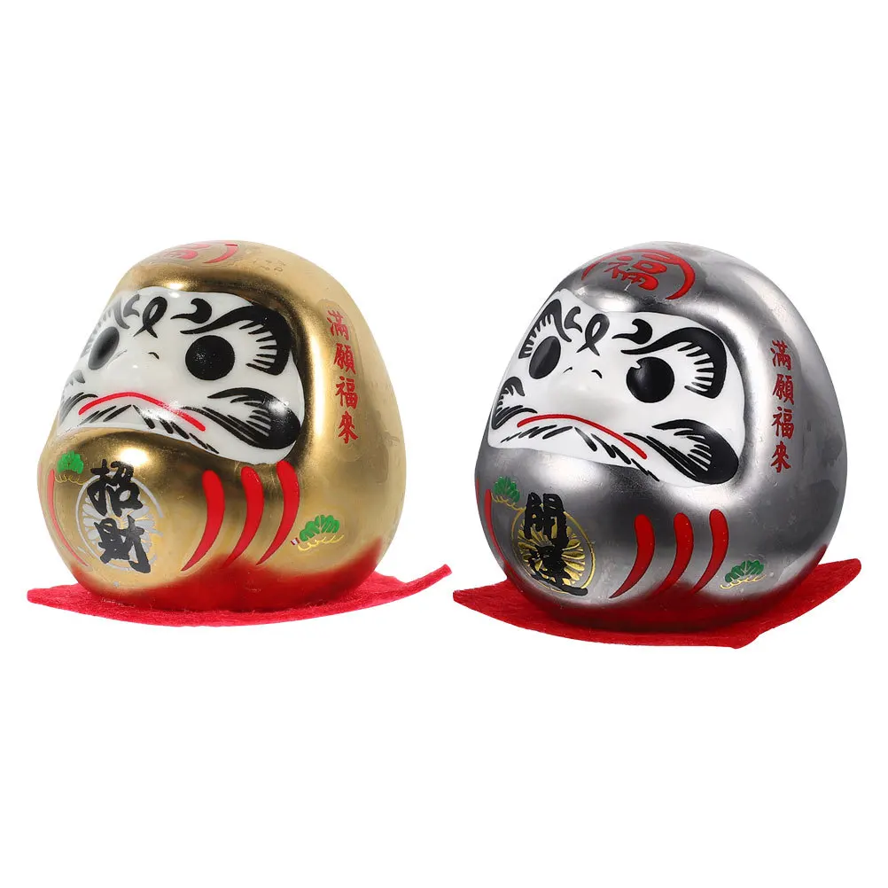 

2Pcs Ceramic Figurines Mini Japanese Statues Lucky Ornament Home Car Decoration Figurine Ceramic Car Interior Decor