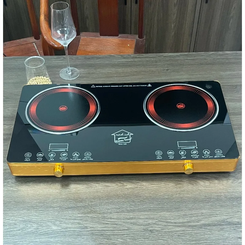 High Power 220v Double Burner Induction Stove New Design Multi-Function 2 Hob Electric Cooking Waterproof Ceramic Kitchen