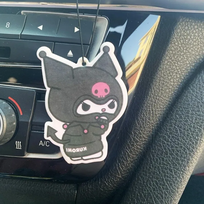 Anime Sanrio Kuromi Car Air Freshener Natural Scented Paper Auto Hanging Melody Shape Ornaments Home Wardrobe Deodorizer Gift