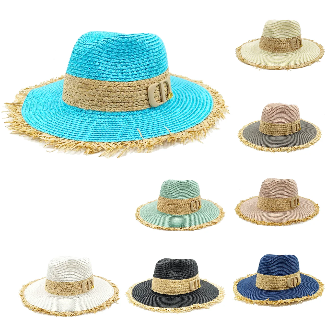 New Burr Straw Hat gorra para mujer  Women's Travel Beach Hat French Straw Knitted Sun Hat Summer Straw Hat