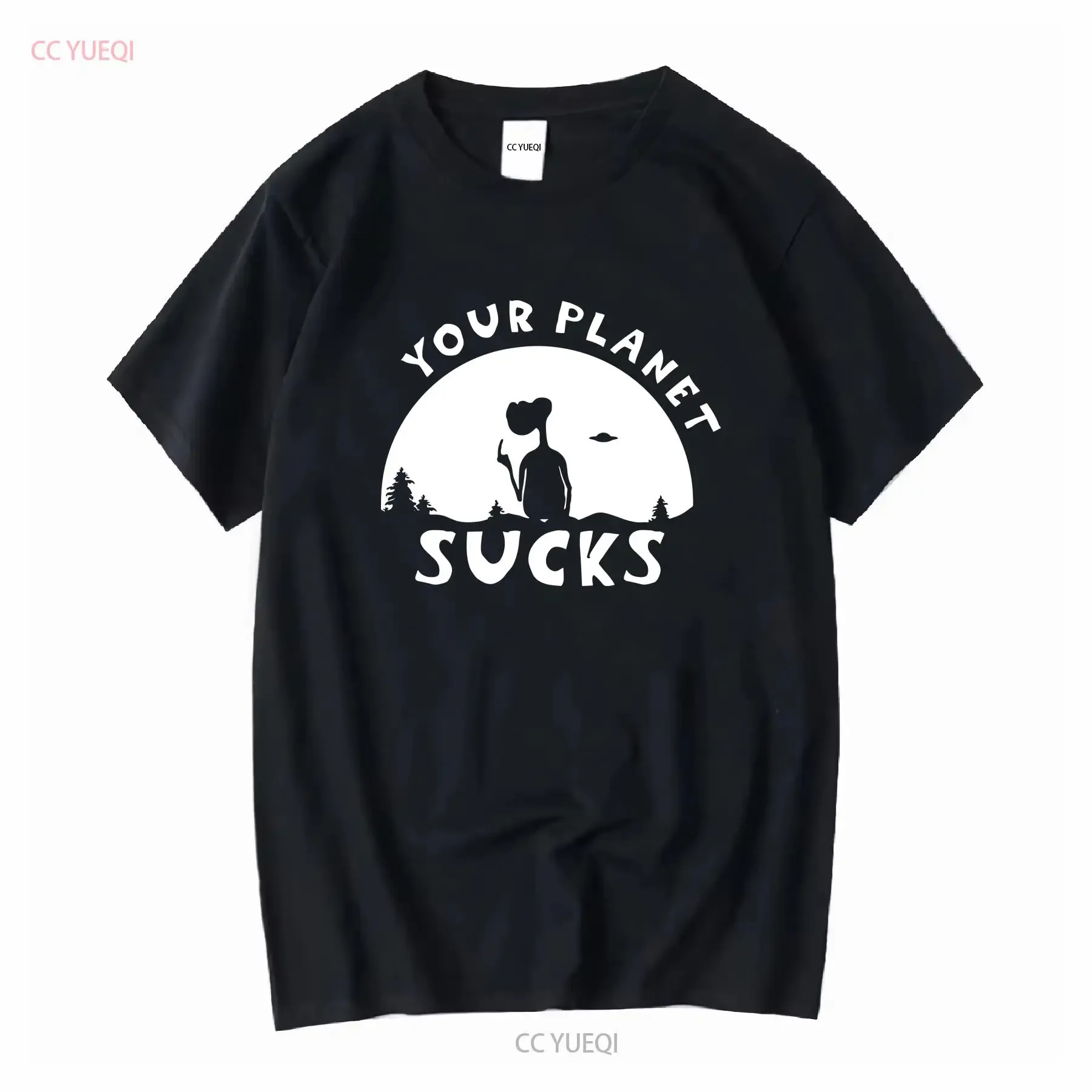 FUNNY AREA 51 ALIEN MEN SHIRT WITH YOUR PLANET SUCKS SHORT SLEEVE UFO NERD TEE long sleeves vintage Washed Versatile Soft