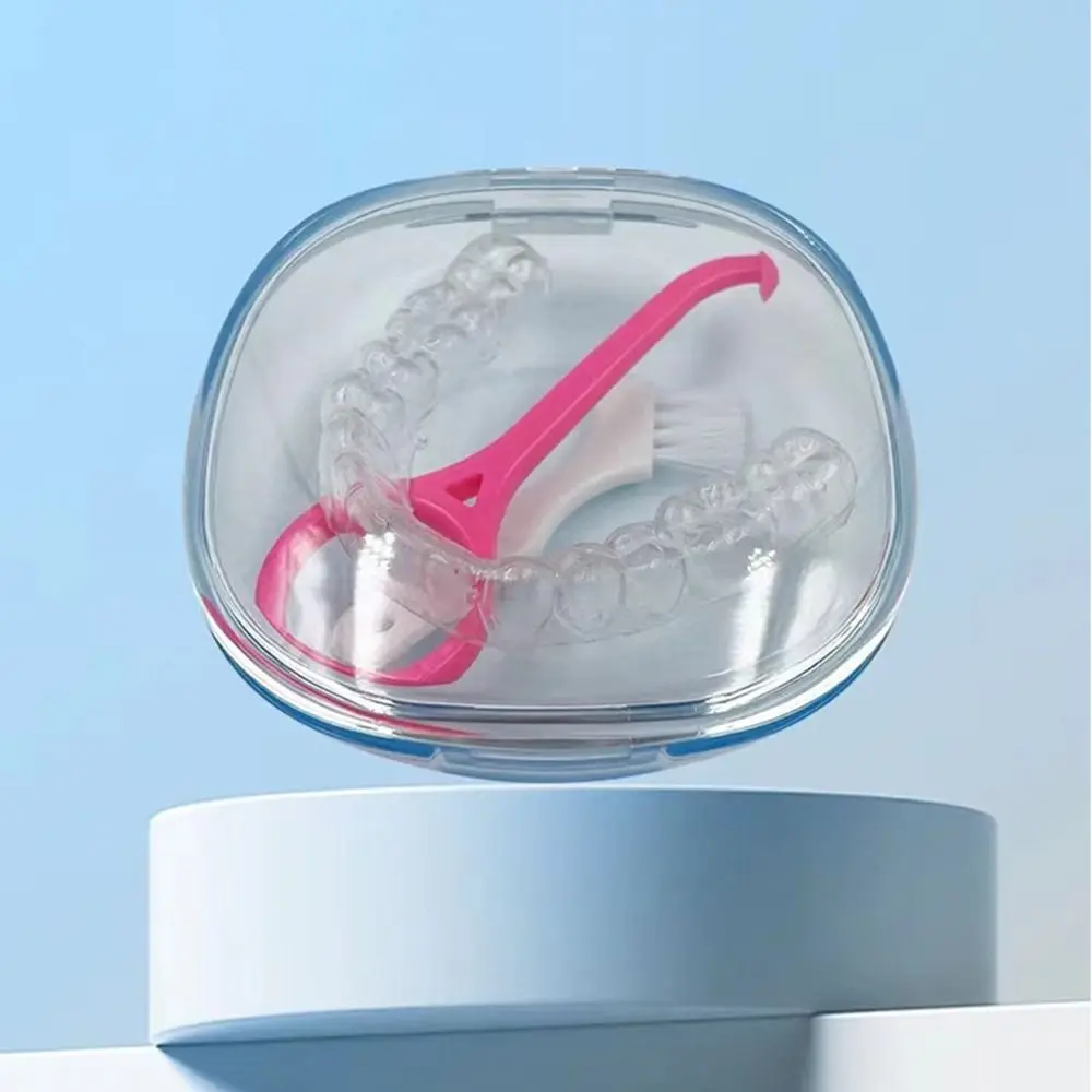 

Mini Dental Retainer Box Square Portable Mouth Guard Container Transparent Denture Holder False Denture Boxes Oral Care