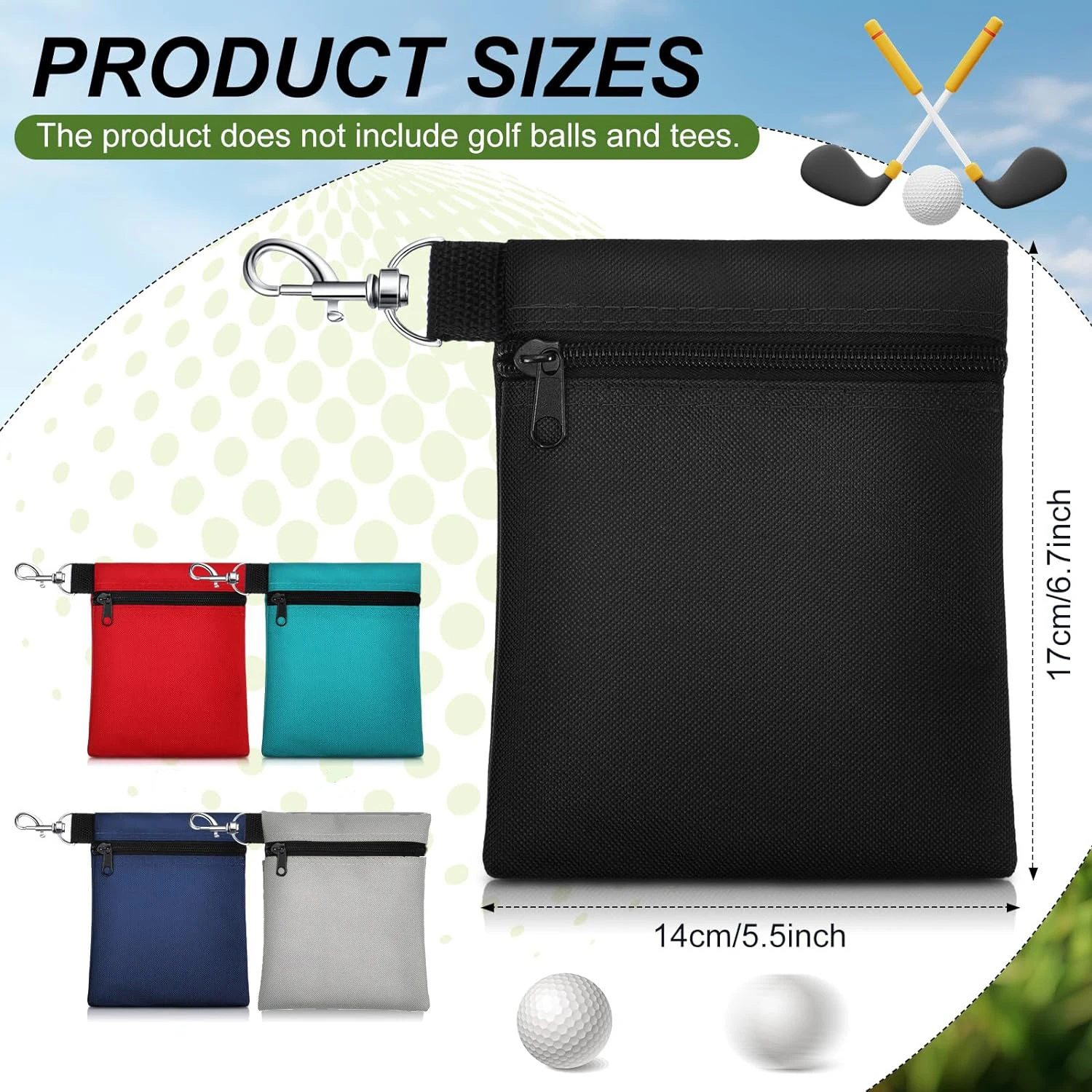 Golf Tee Pouch Ball Carry Bag with Metal Lobster Claw Clip Portable Pocket Golf Accessories Waist Bag Small Sports Bag