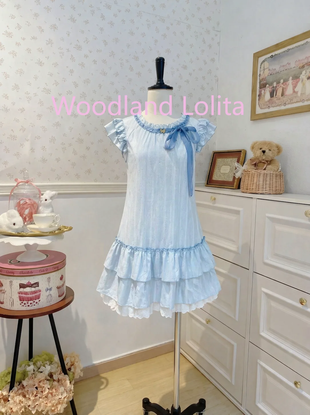 

Summer Japanese Sweet Casual Fit Party Dress Women's Flying Sleeve O-Neck Lace Solid Short Dress Elegant Fashion Chic Dresses