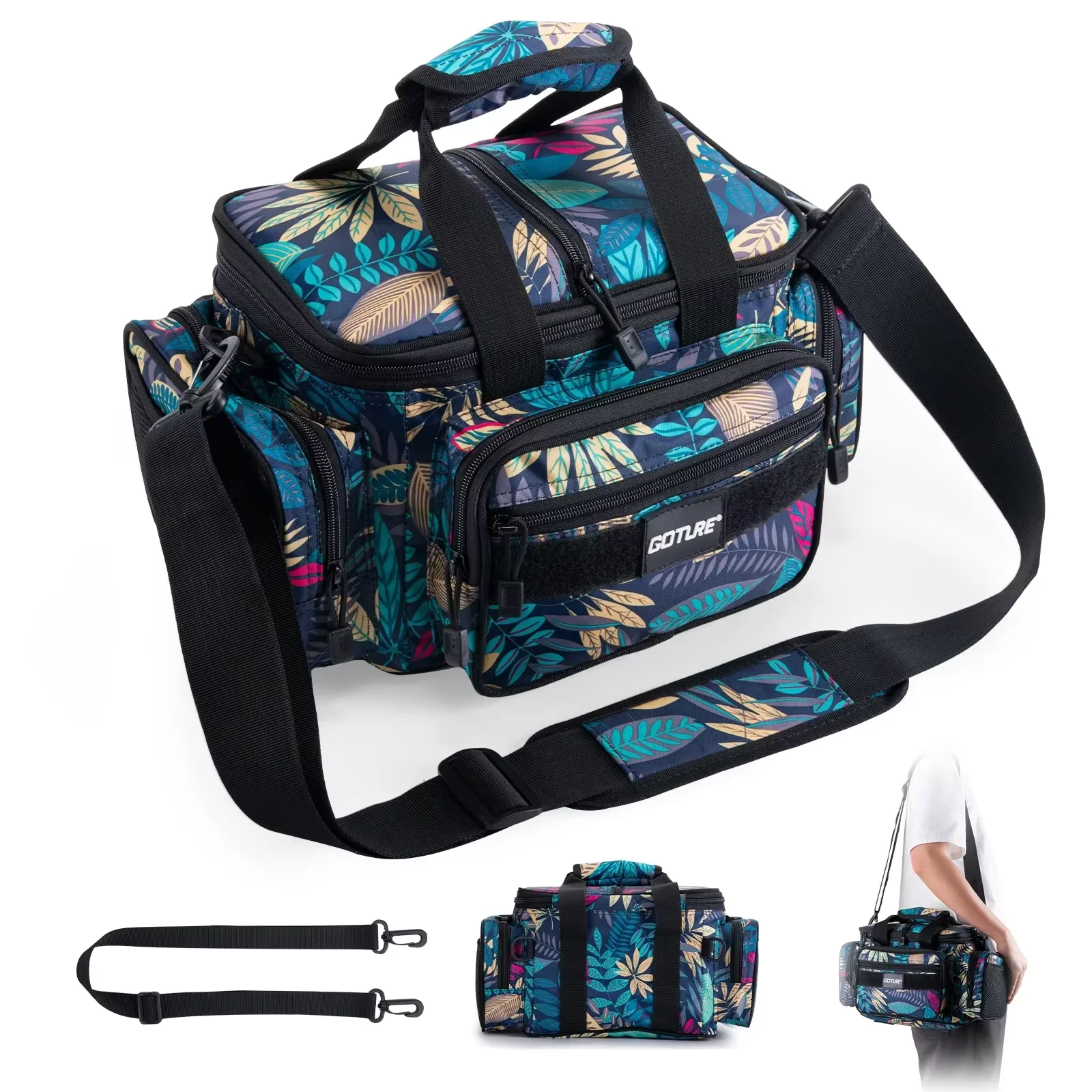 Goture Angelgerät Taschen 38*23*19 cm Schulter Tasche Hohe Kapazität 600D Oxford Tuch Outdoor Radfahren Rucksack Camping picknick Tasche 8
