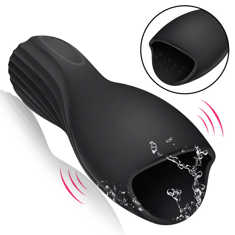 Automatic Male Masturbator Cup Black 10 Speed Vibrator Penis Delay Trainer Massager Glans Stimulate 18+ Adult Sex Toys For Men