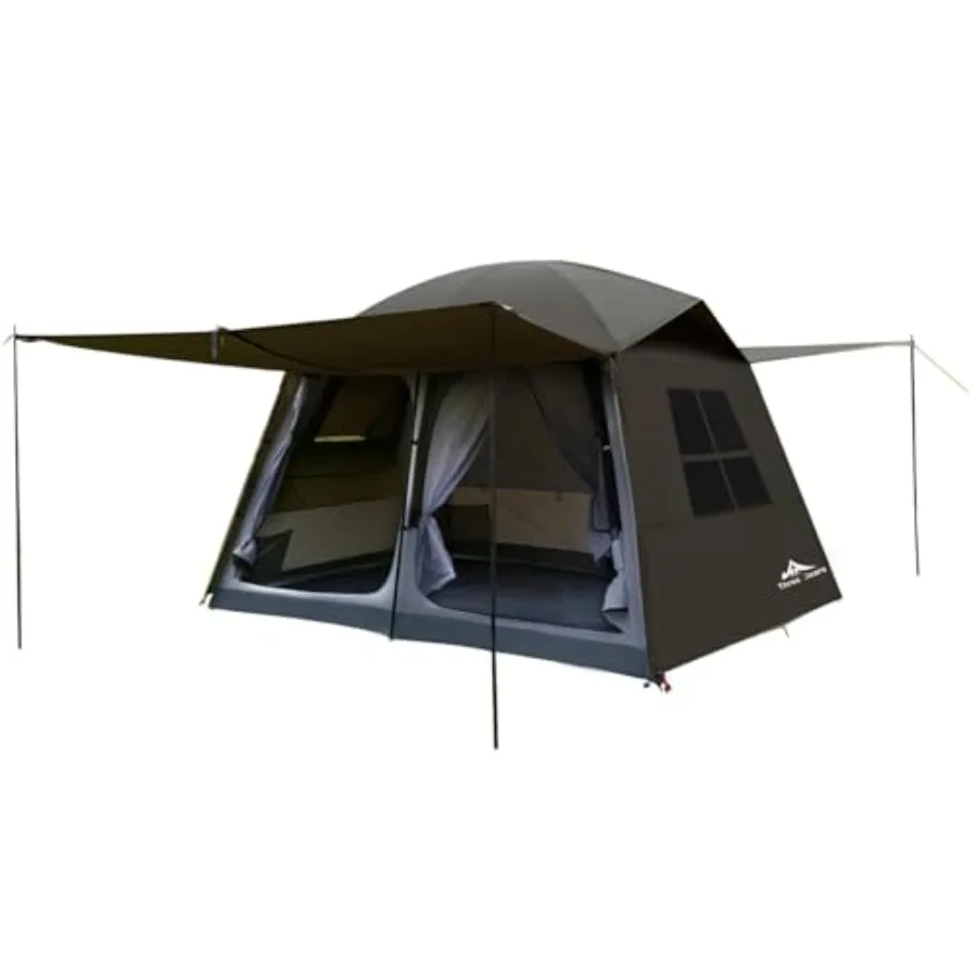 

6-Person Tent, 3000mm Waterproof Double-Layer Tent with Room Dividers, Family Tent with Color-Coded Connection Buckles, Front a