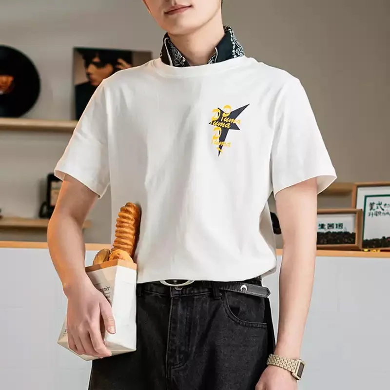 

Puma white T-shirt for men, 2026 new style, men's printed loose casual sports long-sleeve shirt 634201-02