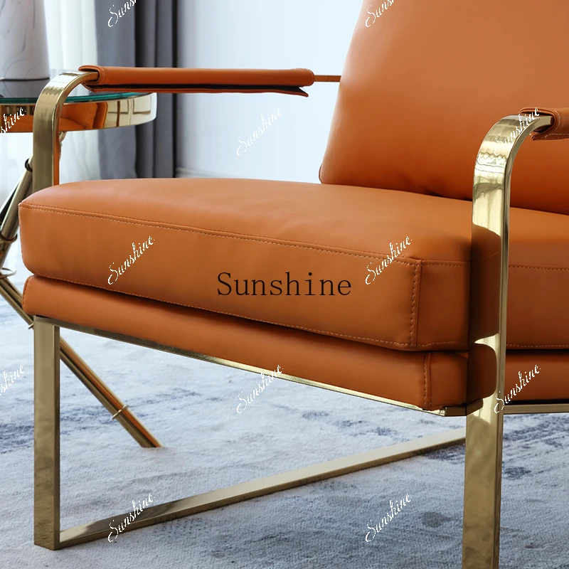 Nordic light luxury living room balcony wrought iron orange simple lazy tiger chair  FT