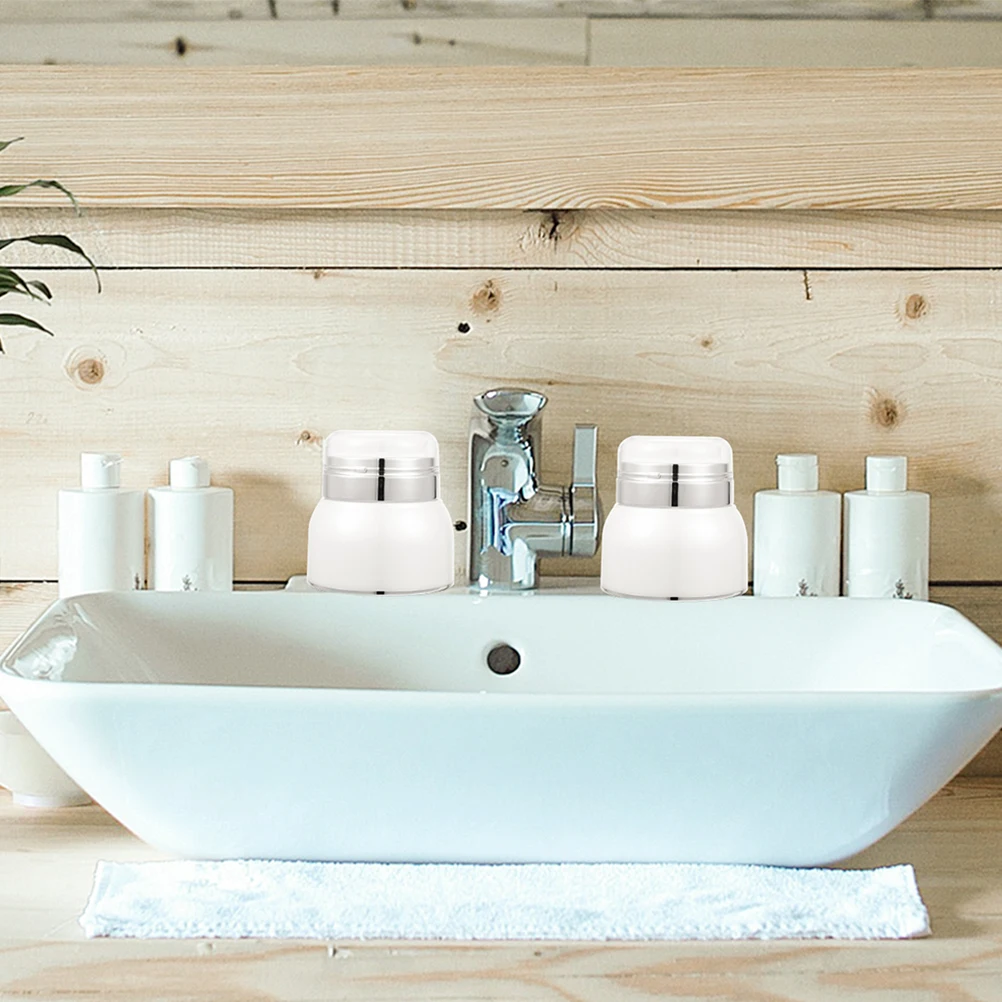 

2pcs Airless Pump Jar Lotion Container Travel Size Bottles For Creams Skincare Jars Toiletry Bottles For Traveling