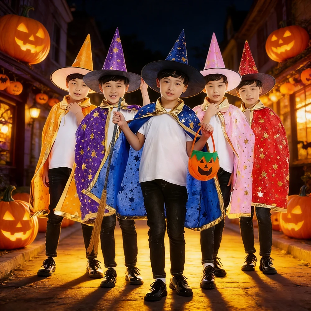 

Костюм ведьмы, плащ, накидка со шляпой, с капюшоном, наряд ведьмы, волшебная волшебница, наряд для Хэллоуина, карнавала