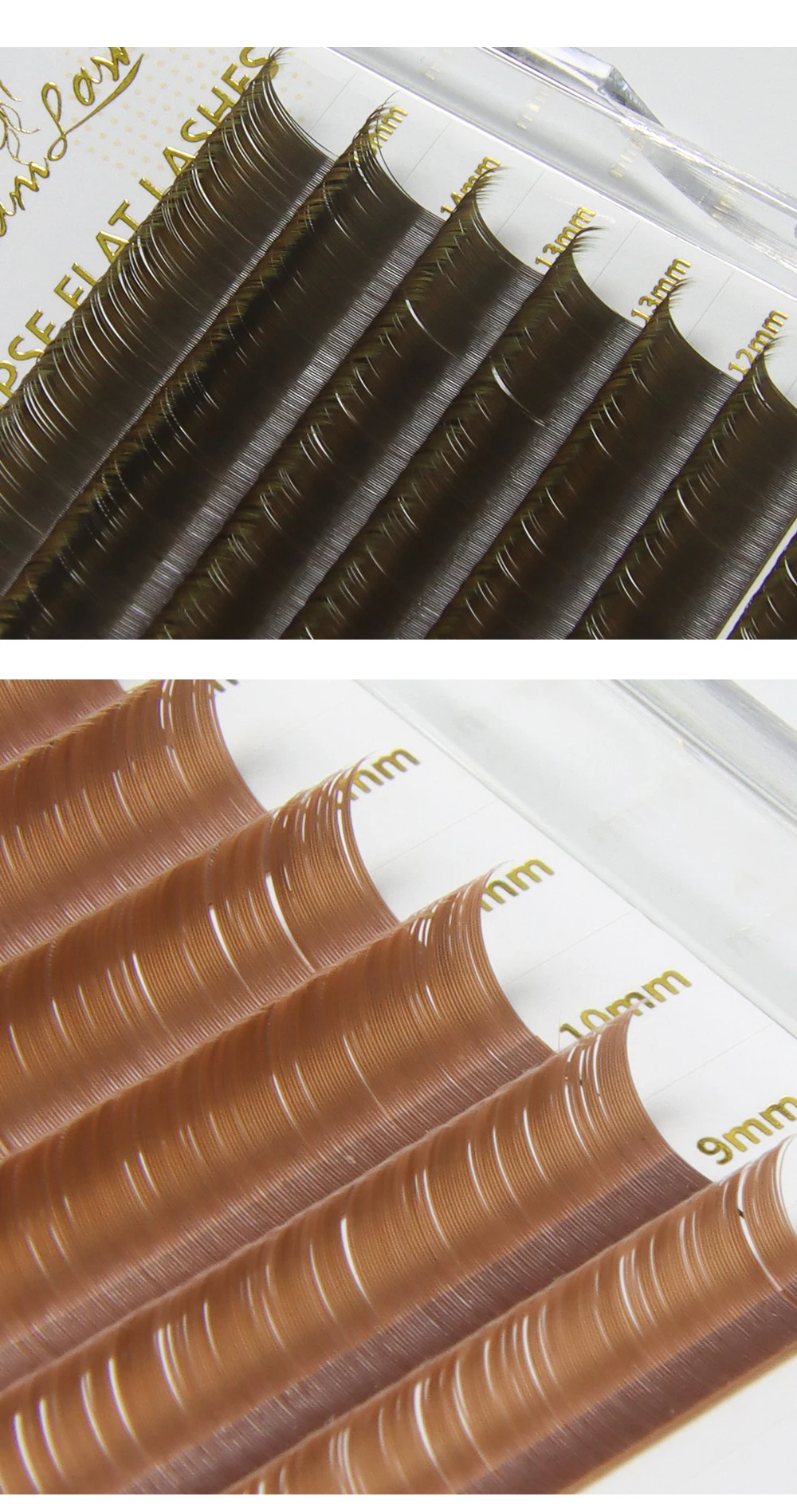 GLAMLASH Braune Ellipse, flache Wimpernverlängerung, matte künstliche Wimpern, geteilte Spitzen, ellipsenförmige Make-up-Tools – Detail 8
