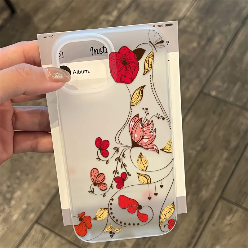 Чехол для телефона Fcicicase для iPhone X XR XS Max SE 2020 6 7 8 Plus 12 Mini 11 12 Pro Max, мягкий силиконовый чехол с матовым цветочным узором