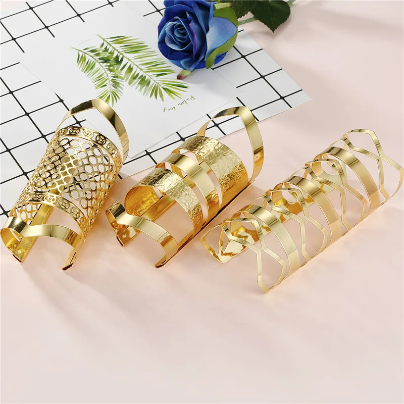 Dayoff 14 Styles European Punk Big Wide Open Bangle Bracelet for Women Men Ajustable Hollow Geometric Cuff Bangle Jewelry B116