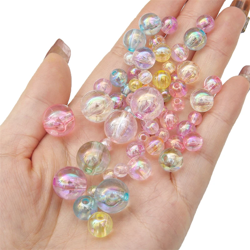 30g 6 8 10 14mm Color Transparent Acrylic AB Color Round Beads For Jewelry Making Loose Spacer Beads DIY Bracelet Necklace
