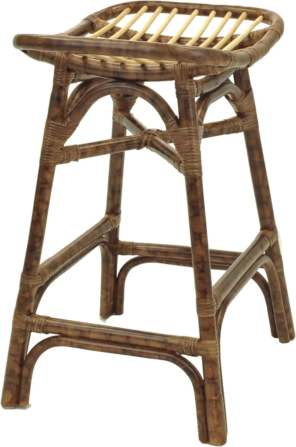 New Pacific Direct Beyla Rattan Backless  Counter Bar & Counter Stools, Marble Brown