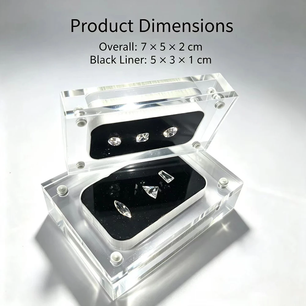 Clear Acrylic Diamond Storage Box Gems GIA Jewelry Display Organizer Gemstone Gift Packaging Box Loose Diamond Showcase Tray