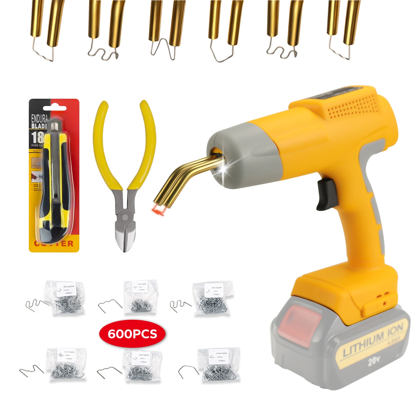 80W Plastic Welder Torch Kit for Dewalt 20V Max Li-ion Battery Car Repair Nail Welding Wire Tool with 600pcs Nails Welding Gun