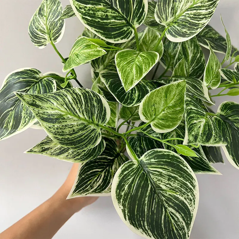 35 cm 7 Gabeln Künstliche Pflanzen Gefälschte Blatt Pflanze Wand Kunststoff Scindapsus Blätter Floral Kleine Creeper Für Home Garten Büro decor – Detail 11