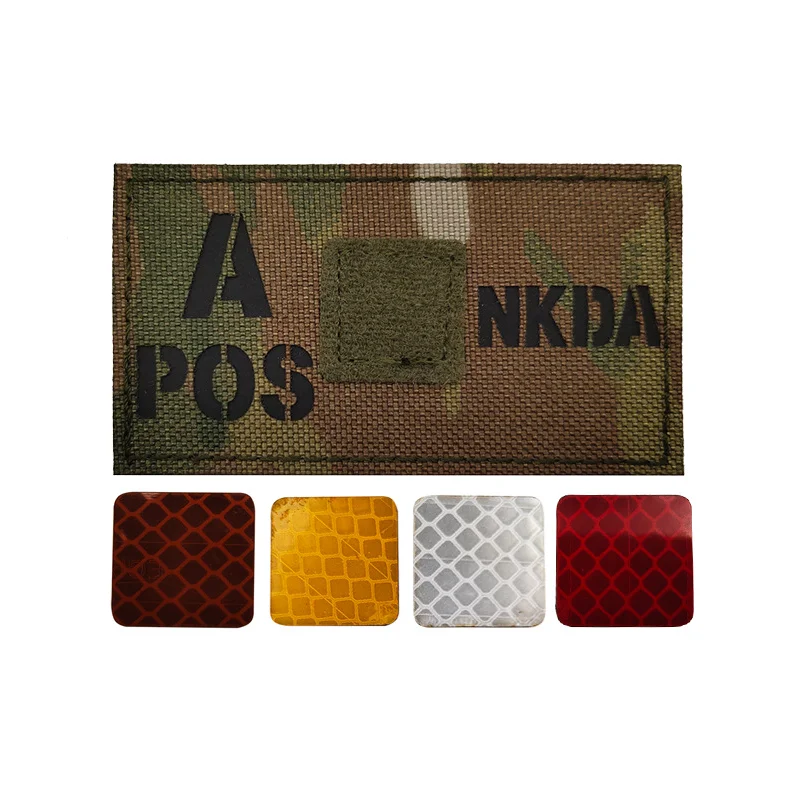 Nylon Blood Type Patches Camouflage IR A B O AB POS NKDA First Aid Badge Helmet Vest Military Tactical Bloodtypes 5 Pcs