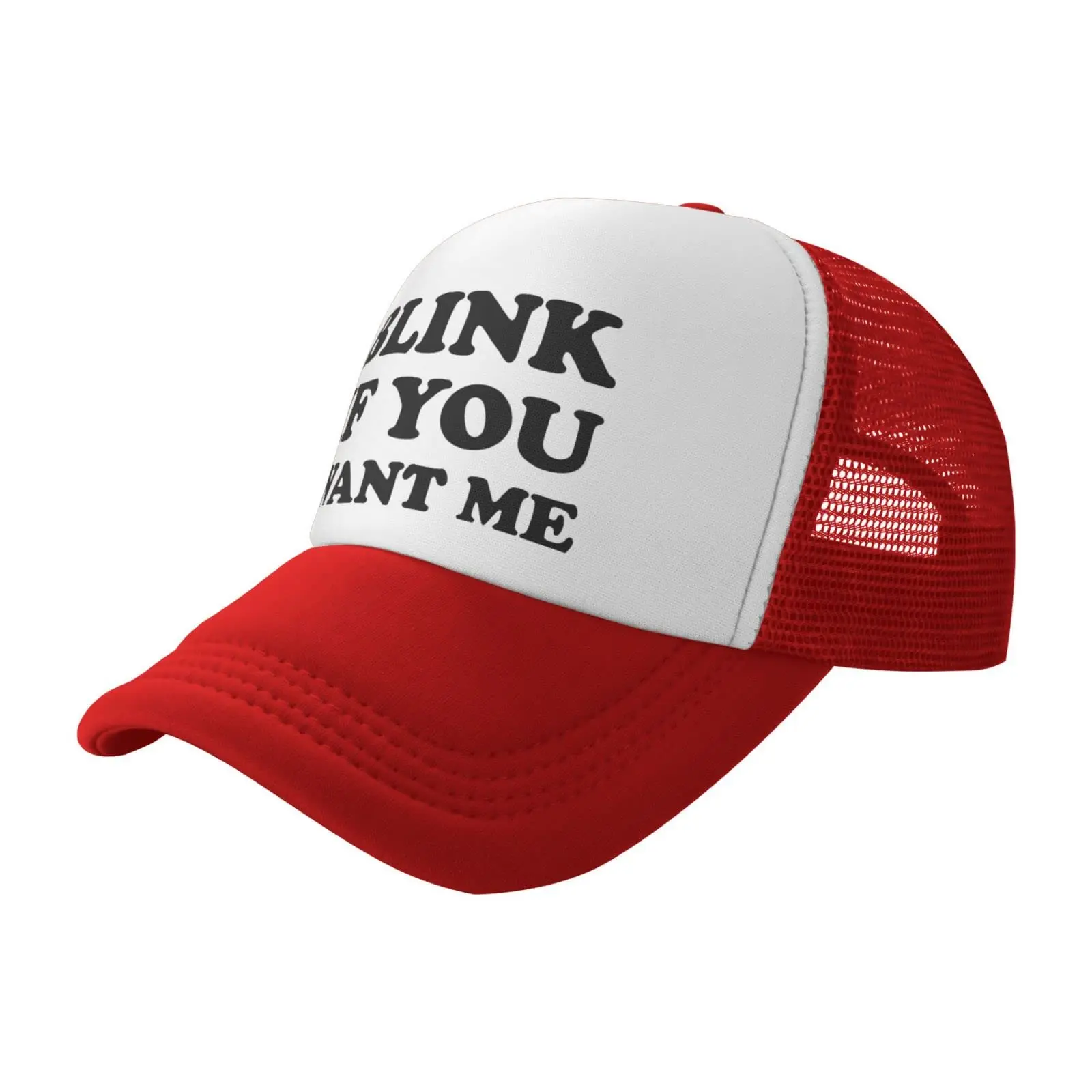 

Blink IF You Want ME Funny Baseball Cap Trucker Hats Sports Hat Men Women Summer Breathable Beach hats