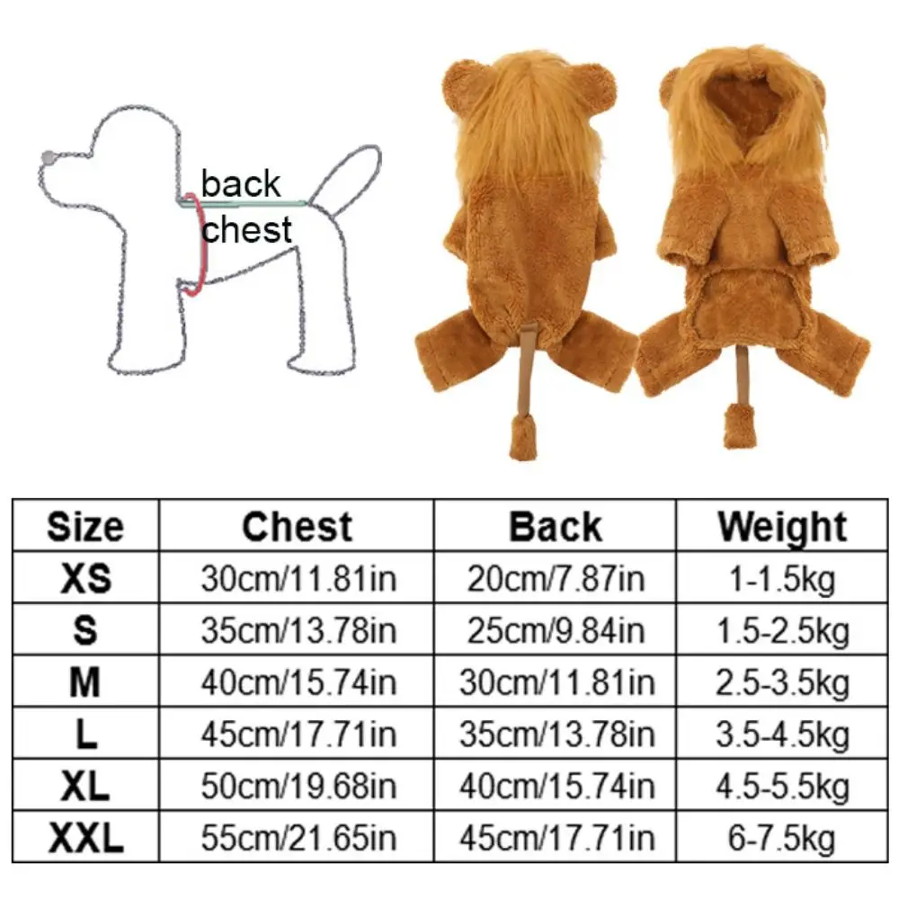 Мягкая теплая зимняя одежда в виде Золотого льва для собак