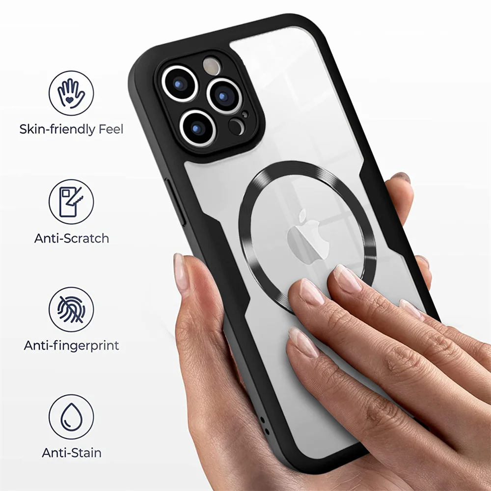 360 Full Body Transparent Magnetic For Magsafe Phone Case For iPhone 16 15 11 12 13 14 Pro Max 15 Plus Wireless Charging Cover — zdjęcie produktu 2