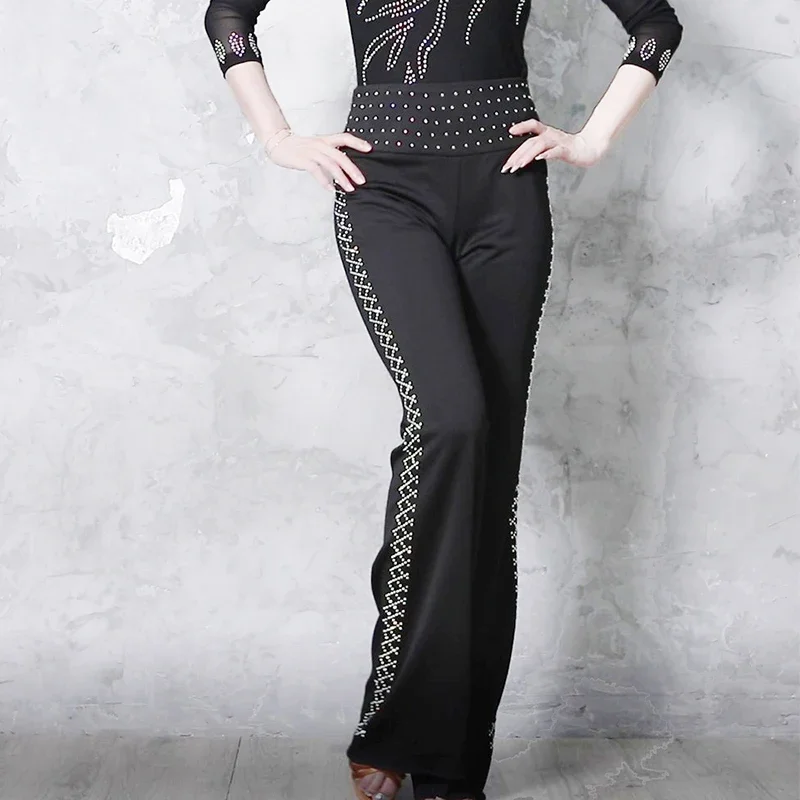 High Waisted Latin Dance Pants Women Dancing Pants Square Dance Performance Dance Pants Mom Ballroom Competition Costume